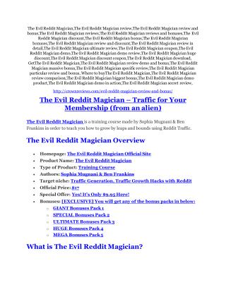 The Evil Reddit Magician review demo & BIG bonuses pack