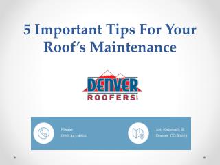 5 Important Tips For Your Roof’s Maintenance