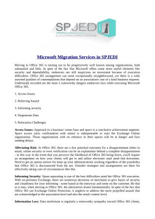 Microsoft Migration Services in SPJEDI
