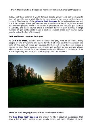 Start Playing Like a Seasoned Professional at Alberta Golf Courses