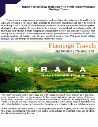 Rejoice Your Holidays In Heaven With Kerala Holiday Packages | Flamingo