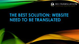 The Best Solution:WebSite Need to Be Translated