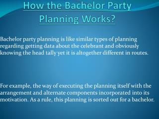 How Planning of Bachelor Party Works?