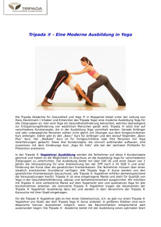 Tripada ® Eine Moderne Ausbildung in Yoga
