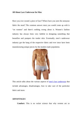 All About Lace Underwear for Men
