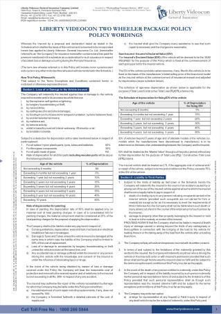 Two Wheeler Multi Year Package Policy Wording - Liberty General Insurance