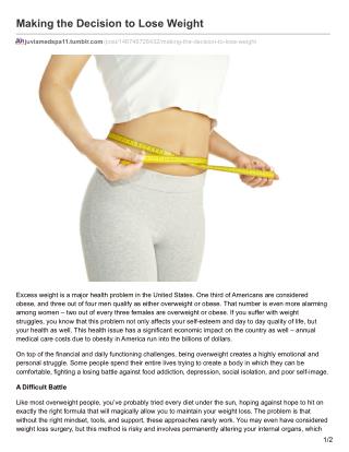 Making the Decision to Lose Weight - Juvia Med Spa