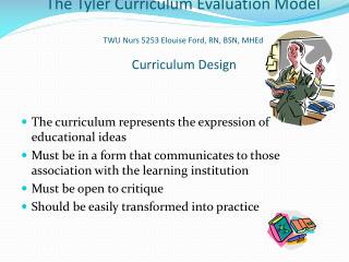 curriculum evaluation model tyler rn twu elouise nurs bsn ford presentation ppt powerpoint slideserve