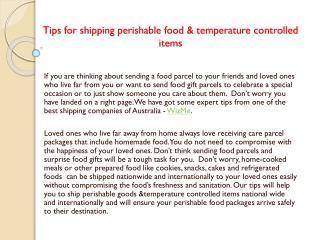 Tips for shipping perishable food & temperature controlled items