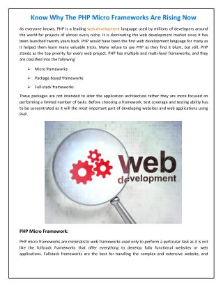 Know Why The PHP Micro Frameworks Are Rising Now