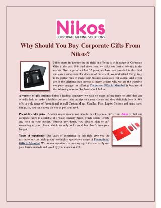 Why Should You Buy Corporate Gifts From Nikos