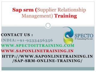 Sap srm (supplier relationship management) online training| online training sap srm
