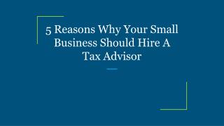 5 Reasons Why Your Small Business Should Hire A Tax Advisor