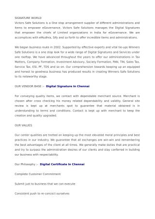 Digital Signature in Chennai, Digital Certificate in Chennai