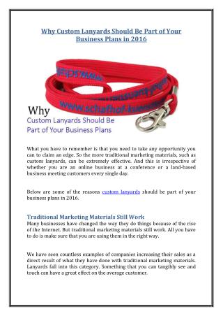 Why Custom Lanyards Should Be Part of Your Business Plans in 2016
