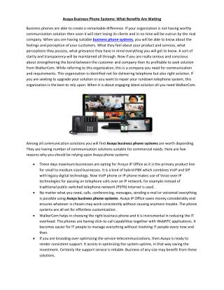 Avaya Business Phone Systems: What Benefits Are Waiting