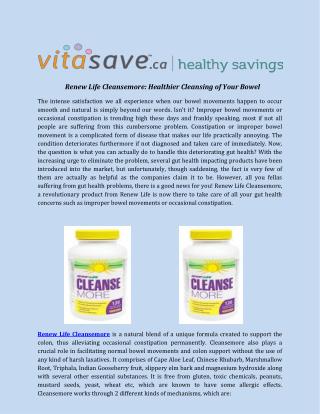 Renew Life Cleansemore: Healthier Cleansing of Your Bowel