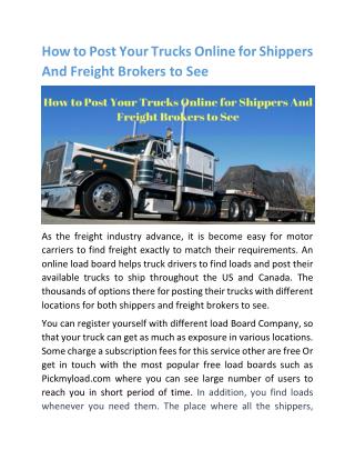 How to post your trucks online for shippers