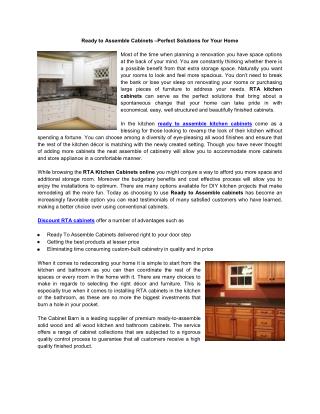 Ready to Assemble Cabinets Perfect Solutions for Your Home