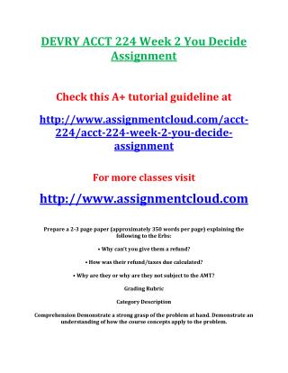 DEVRY ACCT 224 Week 2 You Decide Assignment