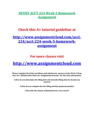 DEVRY ACCT 224 Week 5 Homework Assignment