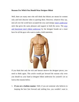 Reasons For Which You Should Wear Designer Bikini