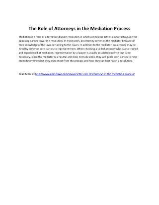 The Role of Attorneys in the Mediation Process