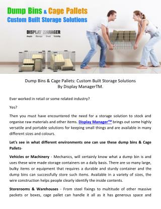 Dump Bins & Cage Pallets - Custom Built Storage Solutions