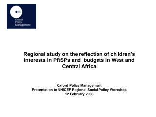 Regional study on the reflection of children’s interests in PRSPs and budgets in West and Central Africa