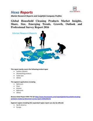 Global Household Cleaning Products Market Size, Analysis and Forecasts 2016: Hexa Reports