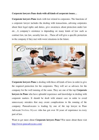 Corporate Lawyers Pune | Pune Advocates