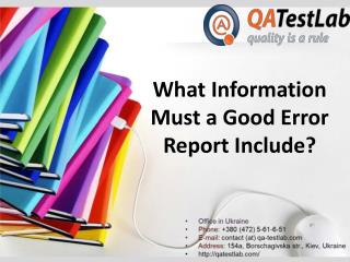 What Information Must a Good Error Report Include?