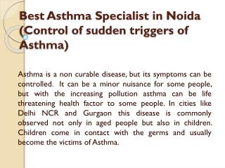 Best Asthma Specialist in Noida (Control of sudden triggers of Asthma)