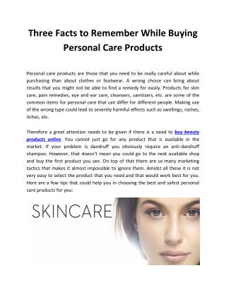 Three Facts to Remember While Buying Personal Care Products