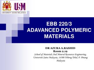 EBB 220/3 ADAVANCED POLYMERIC MATERIALS