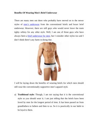 Benefits Of Wearing Men’s Brief Underwear