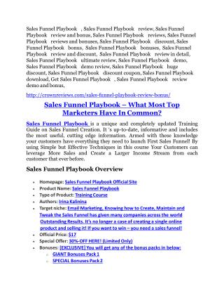 Sales Funnel Playbook Review-$24,700 BONUS & DISCOUNT