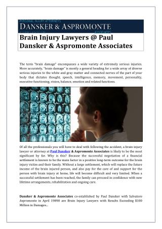 Brain Injury Lawyers @ Paul Dansker & Aspromonte Associates