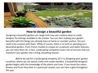 How to design a beautiful garden