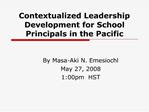 Contextualized Leadership Development for School Principals in the Pacific