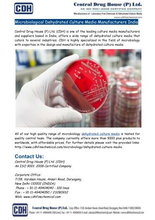 Microbiological Dehydrated Culture Media