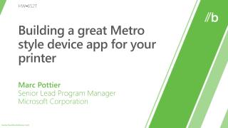 Building a great Metro style device app for your printer