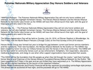Potomac Nationals Military Appreciation Day Honors Soldiers and Veterans