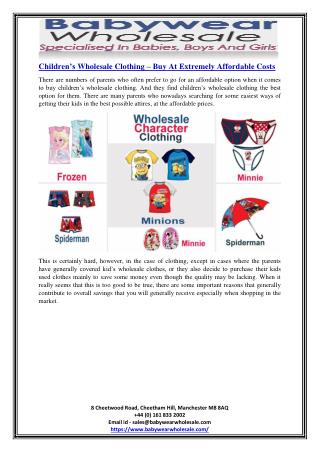 Children’s Wholesale Clothing – Buy At Extremely Affordable Costs