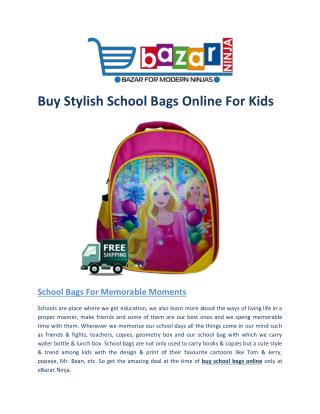 Buy Stylish School Bag Online for Kids