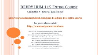 DEVRY HUM 115 Entire Course