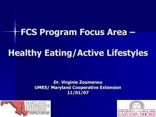 FCS Program Focus Area – Healthy Eating/Active Lifestyles