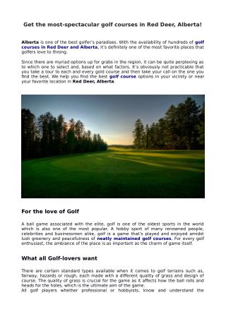 Get the most-spectacular golf courses in Red Deer, Alberta!