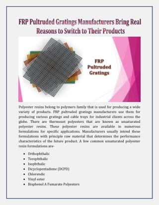 FRP Pultruded Gratings Manufacturers Bring Real Reasons to Switch to Their Products