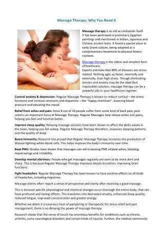 Massage Therapy: Why You Need It